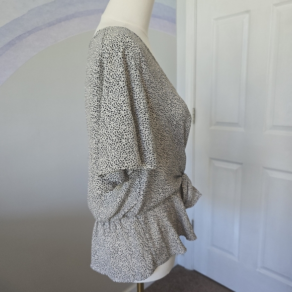 Sienna Sky | Large | Tie Front V-Neck Animal Print Blouse - Picture 3 of 9